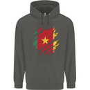 Torn Cameroon Flag Cameroonian Day Football Childrens Kids Hoodie Storm Grey