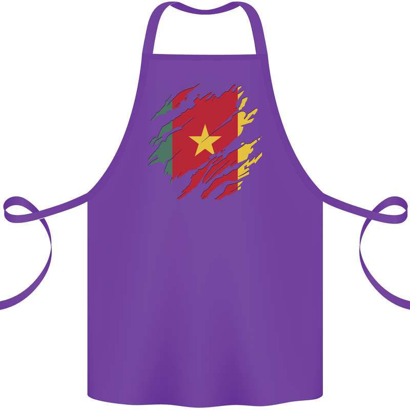 Torn Cameroon Flag Cameroonian Day Football Cotton Apron 100% Organic Purple