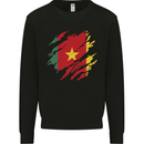 Torn Cameroon Flag Cameroonian Day Football Kids Sweatshirt Jumper Black