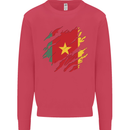 Torn Cameroon Flag Cameroonian Day Football Kids Sweatshirt Jumper Heliconia