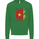 Torn Cameroon Flag Cameroonian Day Football Kids Sweatshirt Jumper Irish Green