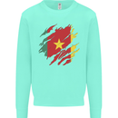 Torn Cameroon Flag Cameroonian Day Football Kids Sweatshirt Jumper Peppermint