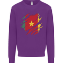 Torn Cameroon Flag Cameroonian Day Football Kids Sweatshirt Jumper Purple