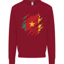 Torn Cameroon Flag Cameroonian Day Football Kids Sweatshirt Jumper Red