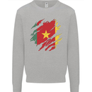 Torn Cameroon Flag Cameroonian Day Football Kids Sweatshirt Jumper Sports Grey