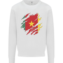 Torn Cameroon Flag Cameroonian Day Football Kids Sweatshirt Jumper White