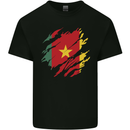 Torn Cameroon Flag Cameroonian Day Football Kids T-Shirt Childrens Black