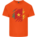 Torn Cameroon Flag Cameroonian Day Football Kids T-Shirt Childrens Orange