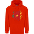 Torn Cameroon Flag Cameroonian Day Football Mens 80% Cotton Hoodie Bright Red