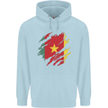 Torn Cameroon Flag Cameroonian Day Football Mens 80% Cotton Hoodie Light Blue