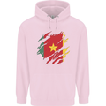 Torn Cameroon Flag Cameroonian Day Football Mens 80% Cotton Hoodie Light Pink
