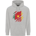 Torn Cameroon Flag Cameroonian Day Football Mens 80% Cotton Hoodie Sports Grey