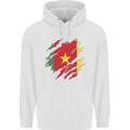 Torn Cameroon Flag Cameroonian Day Football Mens 80% Cotton Hoodie White