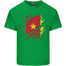 Torn Cameroon Flag Cameroonian Day Football Mens Cotton T-Shirt Tee Top Irish Green