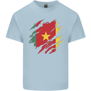 Torn Cameroon Flag Cameroonian Day Football Mens Cotton T-Shirt Tee Top Light Blue