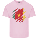 Torn Cameroon Flag Cameroonian Day Football Mens Cotton T-Shirt Tee Top Light Pink