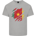 Torn Cameroon Flag Cameroonian Day Football Mens Cotton T-Shirt Tee Top Sports Grey