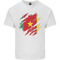 Torn Cameroon Flag Cameroonian Day Football Mens Cotton T-Shirt Tee Top White