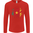 Torn Cameroon Flag Cameroonian Day Football Mens Long Sleeve T-Shirt Red