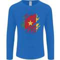 Torn Cameroon Flag Cameroonian Day Football Mens Long Sleeve T-Shirt Royal Blue