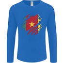 Torn Cameroon Flag Cameroonian Day Football Mens Long Sleeve T-Shirt Royal Blue