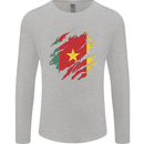 Torn Cameroon Flag Cameroonian Day Football Mens Long Sleeve T-Shirt Sports Grey
