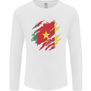 Torn Cameroon Flag Cameroonian Day Football Mens Long Sleeve T-Shirt White