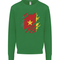 Torn Cameroon Flag Cameroonian Day Football Mens Sweatshirt Jumper Irish Green