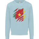 Torn Cameroon Flag Cameroonian Day Football Mens Sweatshirt Jumper Light Blue
