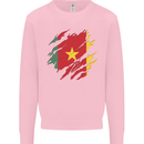Torn Cameroon Flag Cameroonian Day Football Mens Sweatshirt Jumper Light Pink
