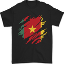 Torn Cameroon Flag Cameroonian Day Football Mens T-Shirt 100% Cotton Black