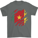 Torn Cameroon Flag Cameroonian Day Football Mens T-Shirt 100% Cotton Charcoal