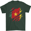 Torn Cameroon Flag Cameroonian Day Football Mens T-Shirt 100% Cotton Forest Green