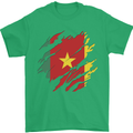 Torn Cameroon Flag Cameroonian Day Football Mens T-Shirt 100% Cotton Irish Green