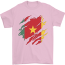 Torn Cameroon Flag Cameroonian Day Football Mens T-Shirt 100% Cotton Light Pink