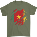 Torn Cameroon Flag Cameroonian Day Football Mens T-Shirt 100% Cotton Military Green