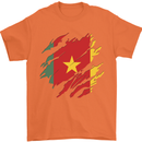 Torn Cameroon Flag Cameroonian Day Football Mens T-Shirt 100% Cotton Orange