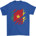 Torn Cameroon Flag Cameroonian Day Football Mens T-Shirt 100% Cotton Royal Blue
