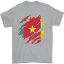 Torn Cameroon Flag Cameroonian Day Football Mens T-Shirt 100% Cotton Sports Grey
