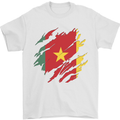Torn Cameroon Flag Cameroonian Day Football Mens T-Shirt 100% Cotton White