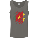 Torn Cameroon Flag Cameroonian Day Football Mens Vest Tank Top Charcoal