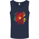 Torn Cameroon Flag Cameroonian Day Football Mens Vest Tank Top Navy Blue