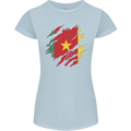 Torn Cameroon Flag Cameroonian Day Football Womens Petite Cut T-Shirt Light Blue