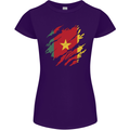 Torn Cameroon Flag Cameroonian Day Football Womens Petite Cut T-Shirt Purple