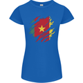 Torn Cameroon Flag Cameroonian Day Football Womens Petite Cut T-Shirt Royal Blue