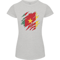 Torn Cameroon Flag Cameroonian Day Football Womens Petite Cut T-Shirt Sports Grey