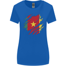 Torn Cameroon Flag Cameroonian Day Football Womens Wider Cut T-Shirt Royal Blue