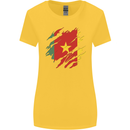 Torn Cameroon Flag Cameroonian Day Football Womens Wider Cut T-Shirt Yellow