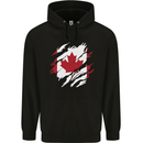 Torn Canada Flag Canadian Day Football Childrens Kids Hoodie Black