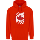 Torn Canada Flag Canadian Day Football Childrens Kids Hoodie Bright Red